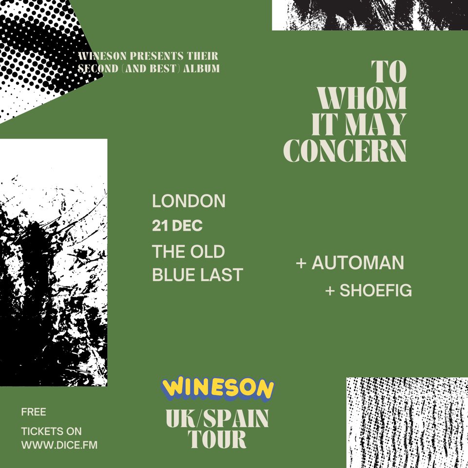 After a few months away from the shows and socials, Wineson are presenting their second album ‘To Whom It May Concern’ on December 21st! Get your free tickets on @dicefm