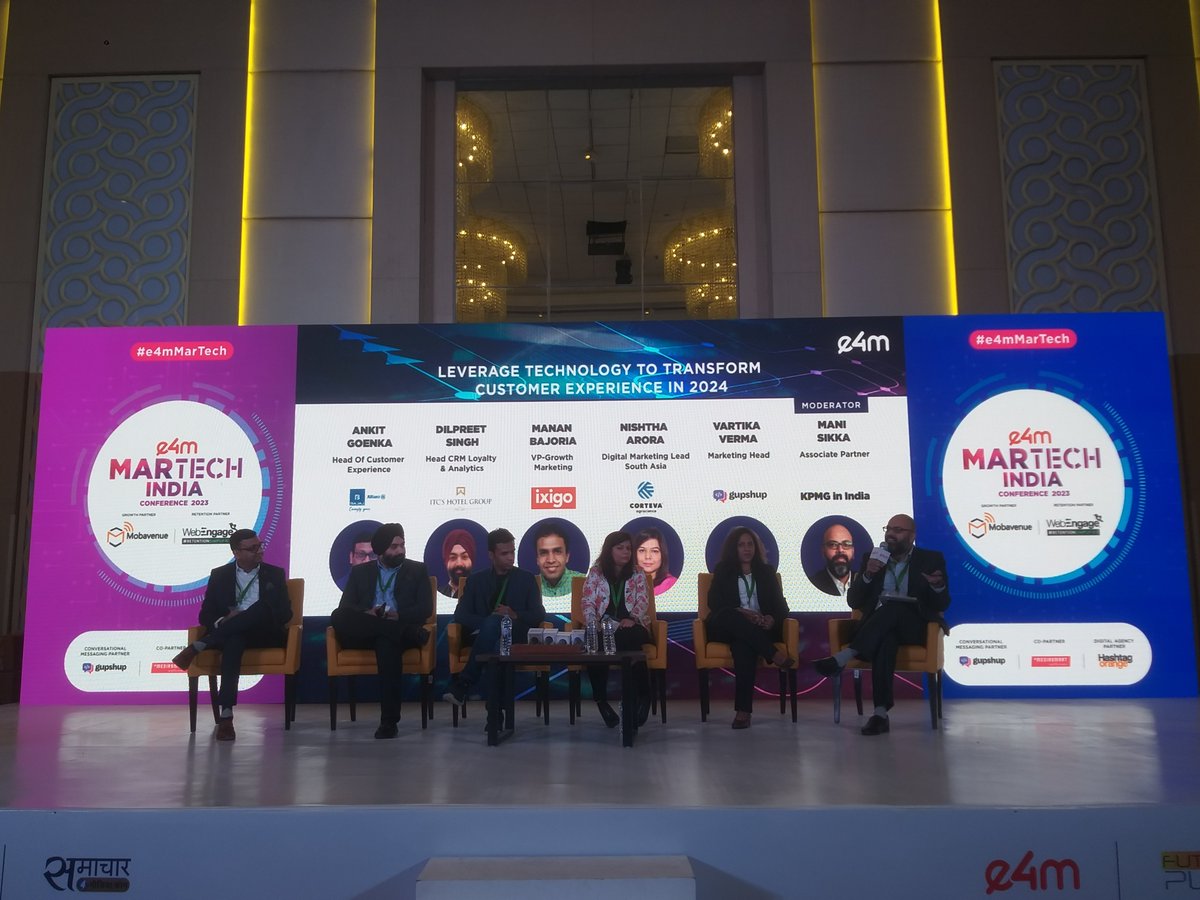 KPMGIndia's tweet photo. #Customerexperience is an emotion; technology is a strategic enabler and intelligent insight is the measure of marketing adventures: Mani Sikka, @KPMGIndia moderating a panel 'Leverage Technology to transform Customer experience in 2024' at #e4mMarTech | @e4mtweets #Martech https://t.co/jCU0gOxRut