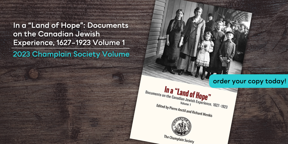 In a ‘Land of Hope’: Documents on the Canadian Jewish Experience, 1627-1923 @ChamplainSoc 2023 Volume. Available in paperback and hardcover. Order your copy today! bit.ly/CS2023v #twitterstorians #cdnhist #cdnstudies #CanadianJewishHistory #JewishStudies #JewishHistory