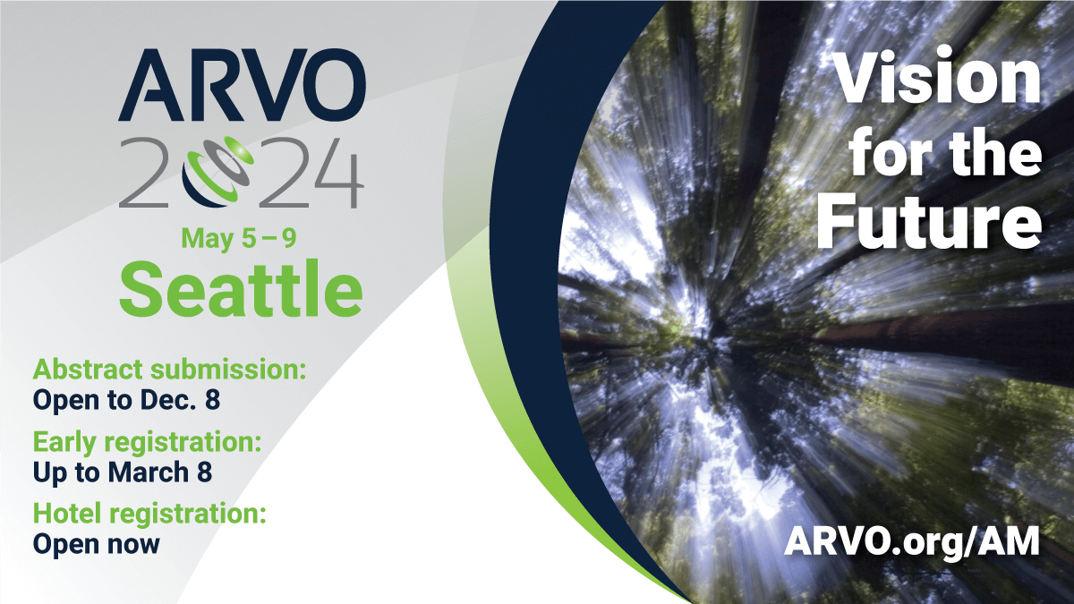 Submit your abstract for an opportunity to showcase your research to a global community at #ARVO2024 (Seattle, Wash., May 5-9). @ARVOinfo membership for 2024 is required to submit an abstract. Submissions open to Dec. 8, 2023. arvo.org/annual-meeting… #visionscience