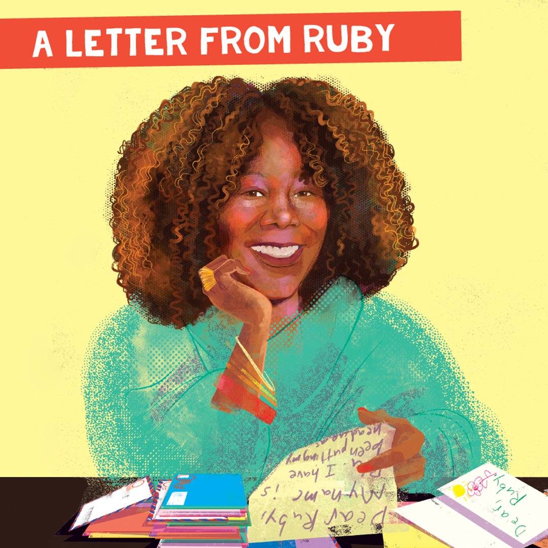 Scholastic's tweet image. Today is #NationalLetterWritingDay, and the perfect day for a preview of Dear Ruby, Hear Our Hearts by civil rights activist and icon Ruby Bridges, on sale 1/2/24. bit.ly/3uJKMr4