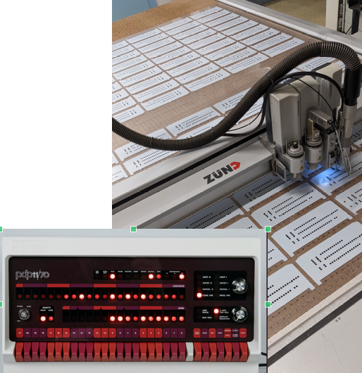 Oscar_CEDS's tweet image. I love factory visits! 

This $250k CNC router cuts out 100 front panels for my PiDP-11 replica in one go. Every month, self-calibrating, never a mistake, 0.1mm precision. But takes a lot of experience to operate (i.e., not me).
#PIDP11 #PDP11