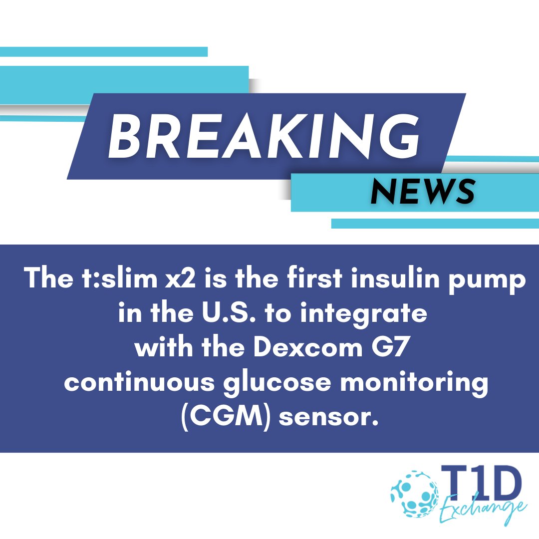 Exciting news in the #T1D community this week: #Tandem introduces the #Dexcom G7 Continuous Glucose Monitoring (CGM) sensor, now available for integration with the t:slim X2 #InsulinPump. 

For more detailed information, please visit: hubs.ly/Q02clzvQ0.
 #tslimx2