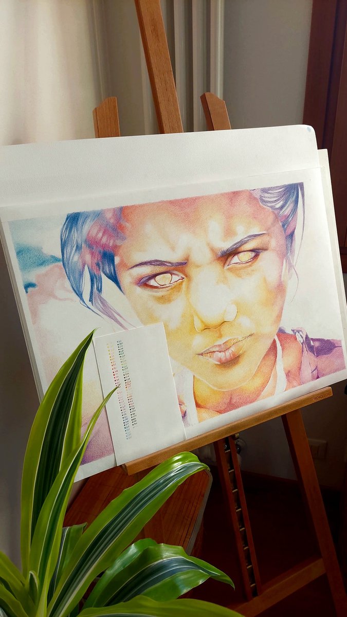 fabri360's tweet photo. #workinprogress of my #drawing 
Tools: my lovely @derwentart coloursoft on @Fabriano1264 paper.

@artnet @artsy @artisti_ita @theartmarket #art #artist #drawing #colorful #portrait 
Original photo: @magdalenabagrianow https://t.co/3RtdS7vynT