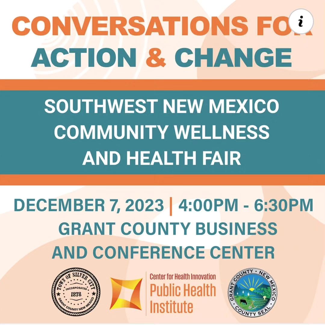 Today is the DAY! If you are concerned about issues such as access to #behavioralhealth services, or substance misuse, come to "Southwest #NewMexico Community Wellness &amp; Health Fair" on Thurs., Dec. 7, @ 4-6:30PM in #SilverCityNM.  Info: phievent.org
#publichealth