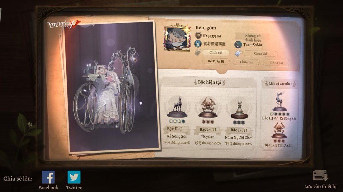 cuken0102's tweet photo. Tôi đang chơi Identity V. Bạn nghĩ đó là game ư? https://t.co/X5BB4Rf0pA