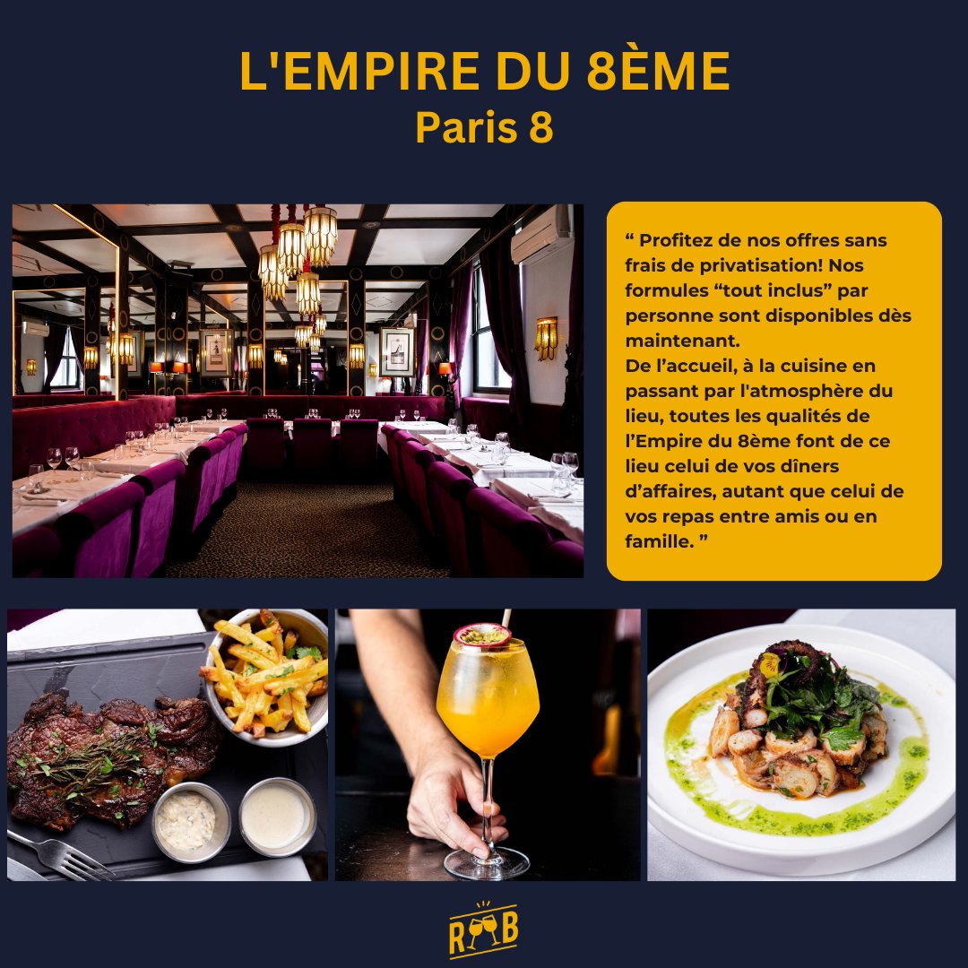 Retrouvez l'Empire du 8ème sur RUB !  😉
 ↪️ reserverunbar.fr/lieu/9061/l-em…

-

#paris #paris8 #8emearrondissement #restaurant #bar #reserverbar