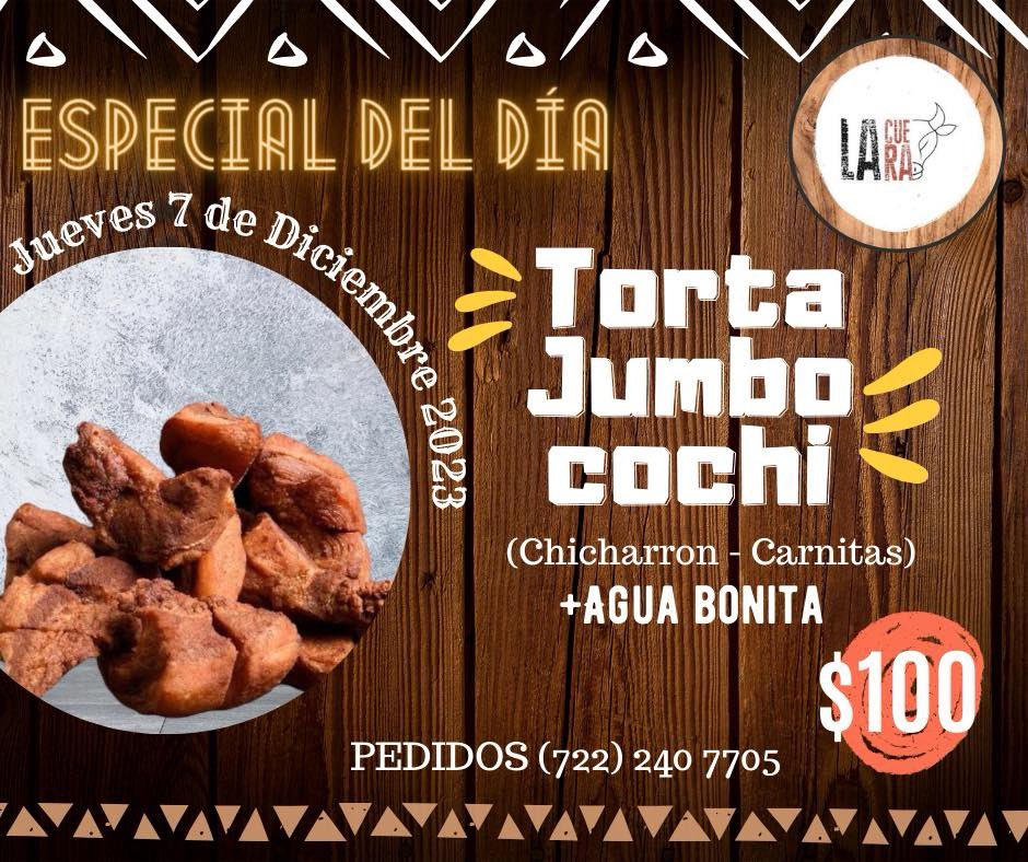 MENÚ ESPECIAL | TORTA COCHI 🤠🔥

¡Haz tu pedido por aquí! 👇
📲 goo.gl/qLdyDk 

🛵 Envíos a domicilio (pregunta por nuestra cobertura)
📍 Calle 3s, Parque Industrial Toluca 2000, Toluca Edo de México. 
.

#LaCueraFoodtruck 
#CocinaTamaulipeca
#Toluca 

ORDENA AHORA 😋