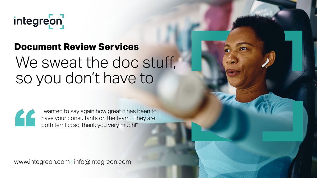 Happy eDiscovery Day! 
Through decades of experience working with corporate and law firm clients, Integreon has developed a global team of #documentreview experts and processes that maximize efficiency.

buff.ly/3Ngd82q

#alsp #ediscovery #innovation