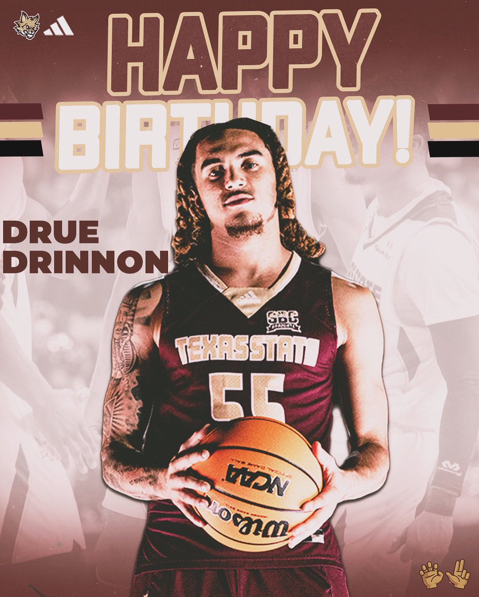 Texas State MBB (@txstatembb) on Twitter photo Everyone make sure to give a BIG birthday shoutout to <a href="/liljosh8/">Drue Drinnon</a> Happy Birthday!!! 🥳 🎂 🎉
#EatEmUp Everyone make sure to give a BIG birthday shoutout to <a href="/liljosh8/">Drue Drinnon</a> Happy Birthday!!! 🥳 🎂 🎉
#EatEmUp