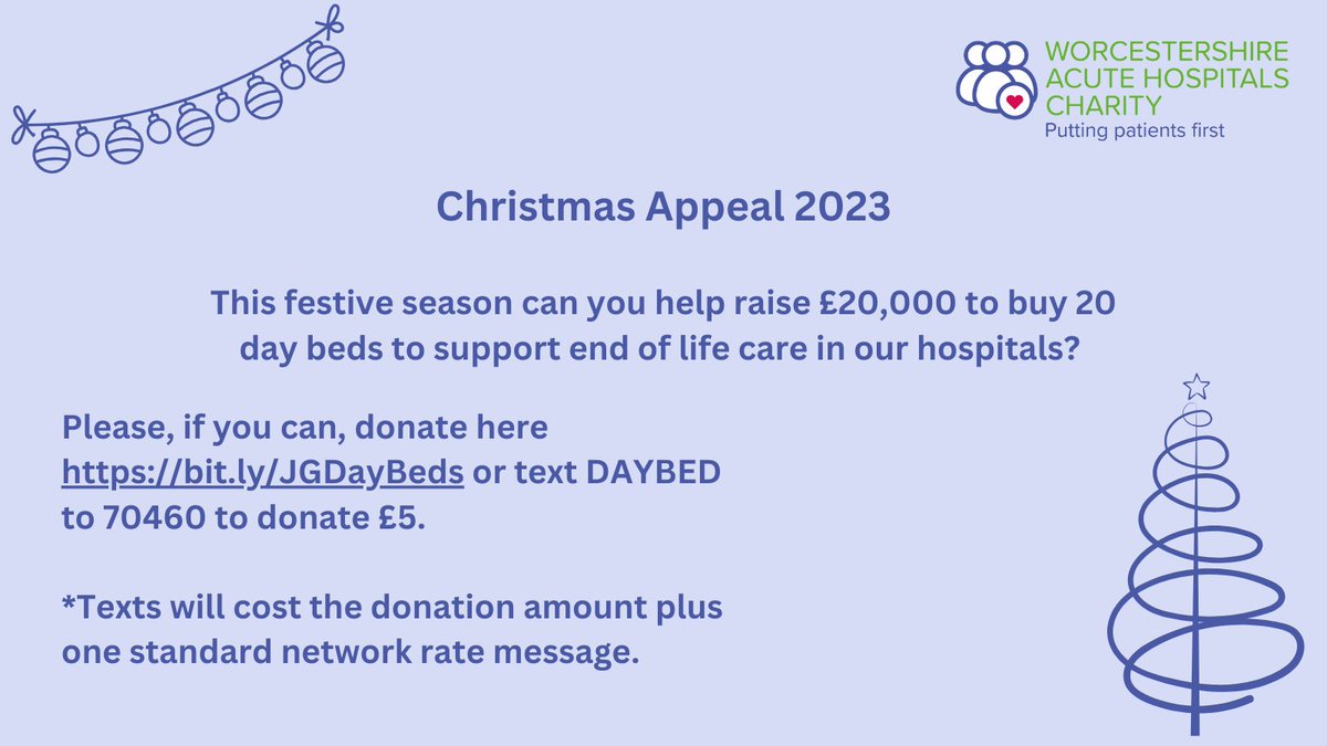 Our Christmas Appeal supports patients receiving end of life care and their loved ones in our hospitals. Day beds allow loved ones to rest more comfortably at patients’ bedsides in a fully reclining chair. Please, if you can, donate here bit.ly/JGDayBeds