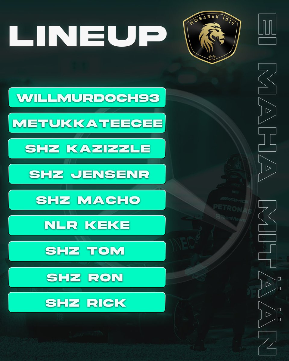 Our lineup for mobacup coming up next weekend. Small changes for the roster, as <a href="/RuutiGullit/">RuutiGullit🇫🇮</a> steps down, but we was able to get the legend himself, mr olympic medalist, mr "i did 2 laps of practise" in our team, and he is ofcourse one and only <a href="/WillMurdoch_/">Will Murdoch™️</a> ! #EMMWIN