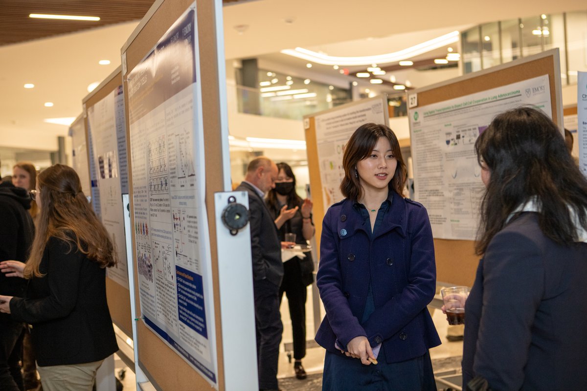 WinshipAtEmory's tweet photo. The Winship Scientific Symposium wrapped up last night with a poster competition and reception featuring student and trainee research in the beautiful Emory Health Sciences Research Building II. https://t.co/odaRFy8gqh