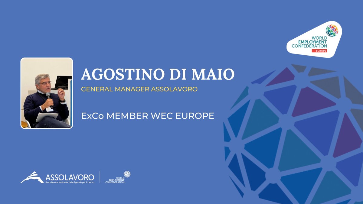 🇪🇺 Proud of the re-election of our General Manager <a href="/Agostino_DiMaio/">Agostino Di Maio</a> as ExCo member of <a href="/WECeurope/">WECeurope</a>, an international recognition for Assolavoro's commitment in Italy: this was possible also thanks to the efforts of all colleagues of #WorkAgencies members of our Association. To all