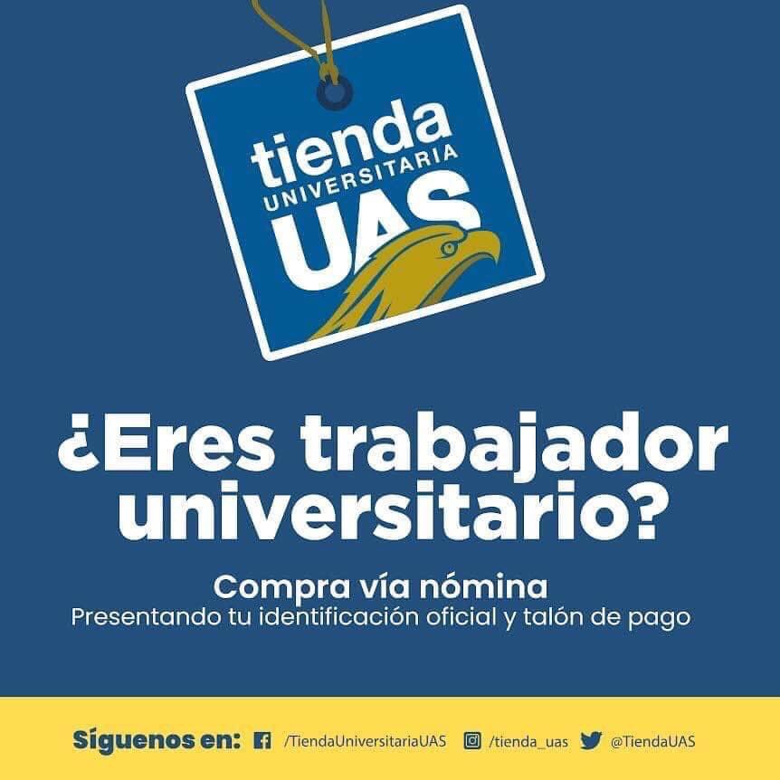 TiendaUAS's tweet photo. ¿Eres trabajador universitario?, adquiere tus productos con descuento vía nómina. #uas #sinaloa #mazatlán #losmochis #Culiacán https://t.co/QRfQApuqSy