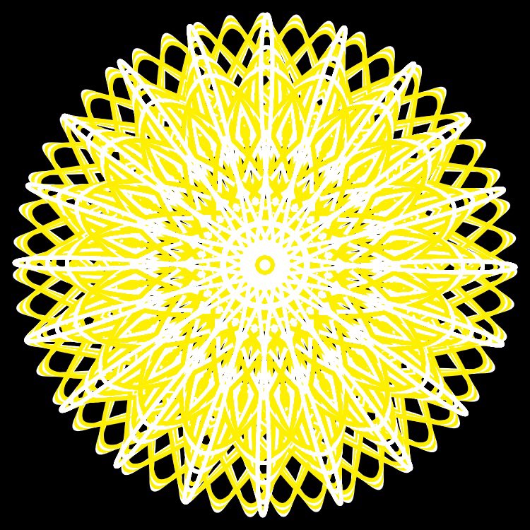 Sublimater_book's tweet image. #スピログラフ #spirograph  
で作ってみました。
 
ローゼマインとフェルディナンドの魔力の(つもりの)色使用。

これがお互いを染め合った時の魔力の色。(妄想です😎)

『本好きの下剋上』第五部Ⅻ発売日まであと1日！
#本好きの下剋上
#本好きカウントダウン