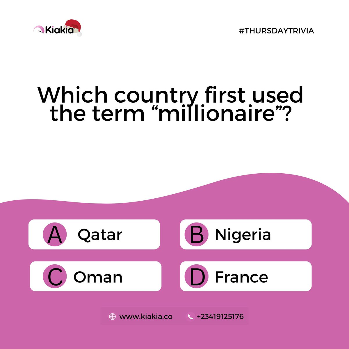 It's Trivia time!

 # ThursdayTrivia #KiakiaThursday