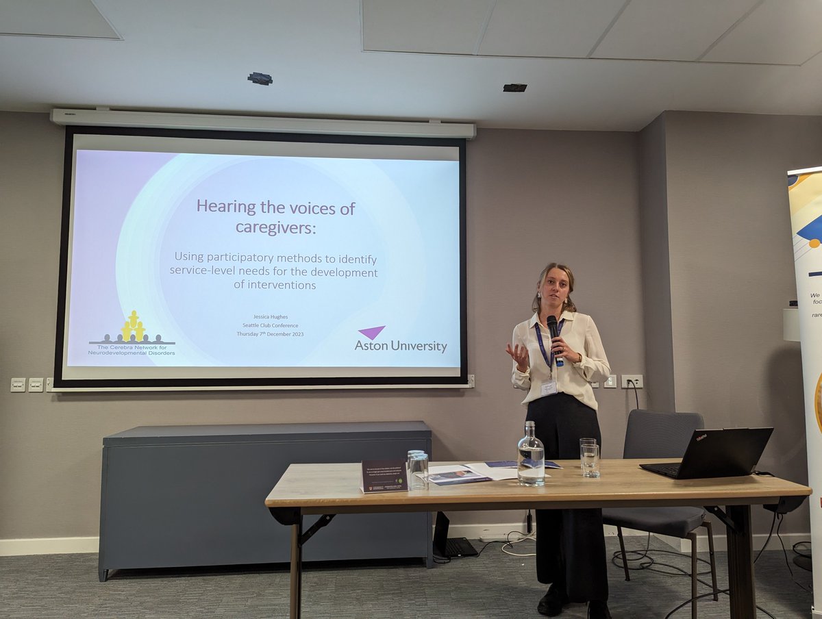 CerebraNetwork's tweet photo. A carer-focused presentation in #SeattleClub2023's Participant Voice Session: 'Hearing the voices of #caregivers’ re accessing services in the development of interventions for #AutisticPeople with #IntellectualDisability. Jess Hughes, Ruth Roberts, @Waite_Aston  @AstonUniversity https://t.co/vVklQKBA1k
