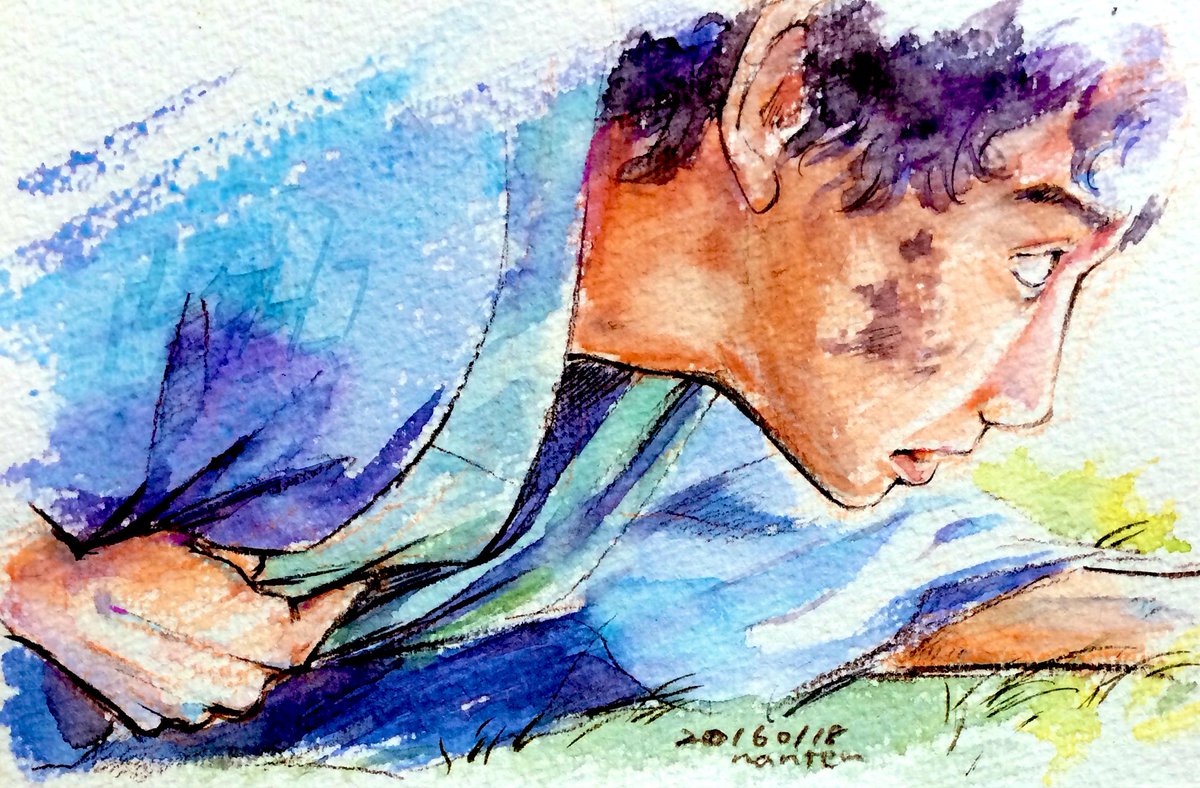 solo dated traditional media 1boy male focus profile painting (medium)  illustration images