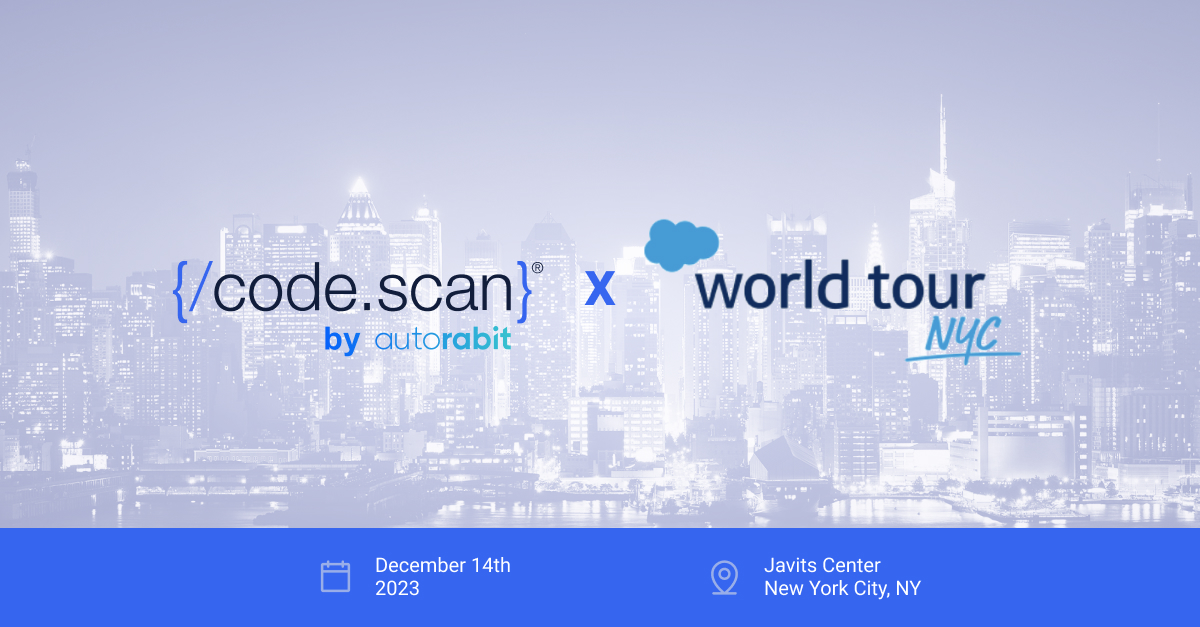 autorabit's tweet image. The countdown begins! ⏳ We’re just 👆 week away from World Tour NYC and our #CodeScan team is ready to say hello! 👋
Stop by booth 206 for all your Salesforce #StaticCodeAnalysis needs! #SalesforceTour
bit.ly/3sVes3Z