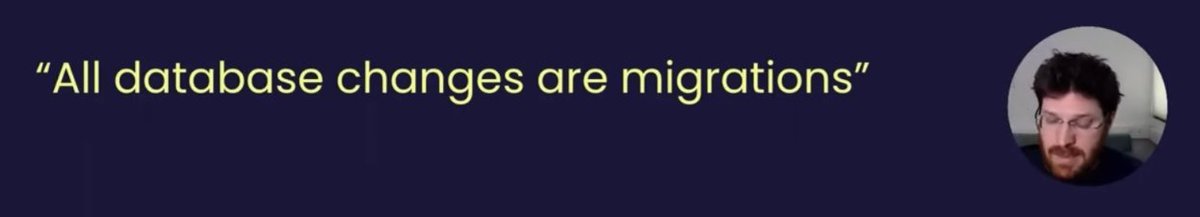 We're kicking off Day 2 of #HashiTalks: Deploy and  <a href="/rotemtam/">Rotem Tamir</a> of <a href="/ariga_io/">ariga</a>  kicks off w/ a much-needed reminder:

"All database changes are migrations" ... and must be treated as such.

Every. Single. Time. The nigh-anguish of hoping that your DB won't be broken is ... costly.