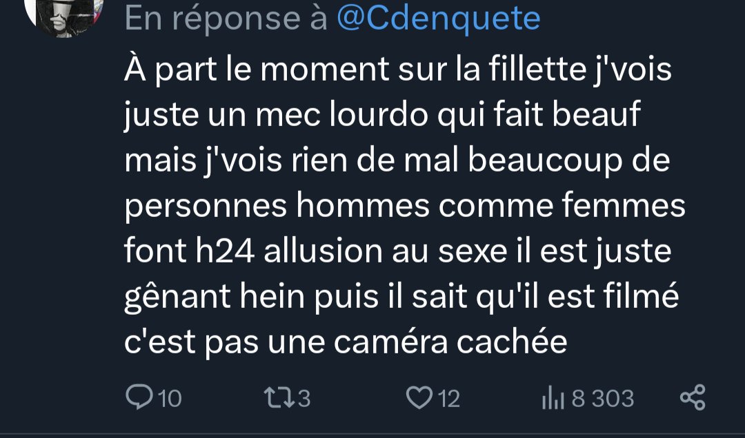 _Nat_Ali's tweet photo. Même dans les moments les plus assumés, les plus crasseux, les plus immondes et les plus évidents vous êtes pas foutu de voir les problèmes.
On à Depardieu qui parle de la chatte humide et touffu et de toucher le cul de la meuf qui le prend en photos putain mais il manque quoi ?? https://t.co/2xWZzKcoxZ