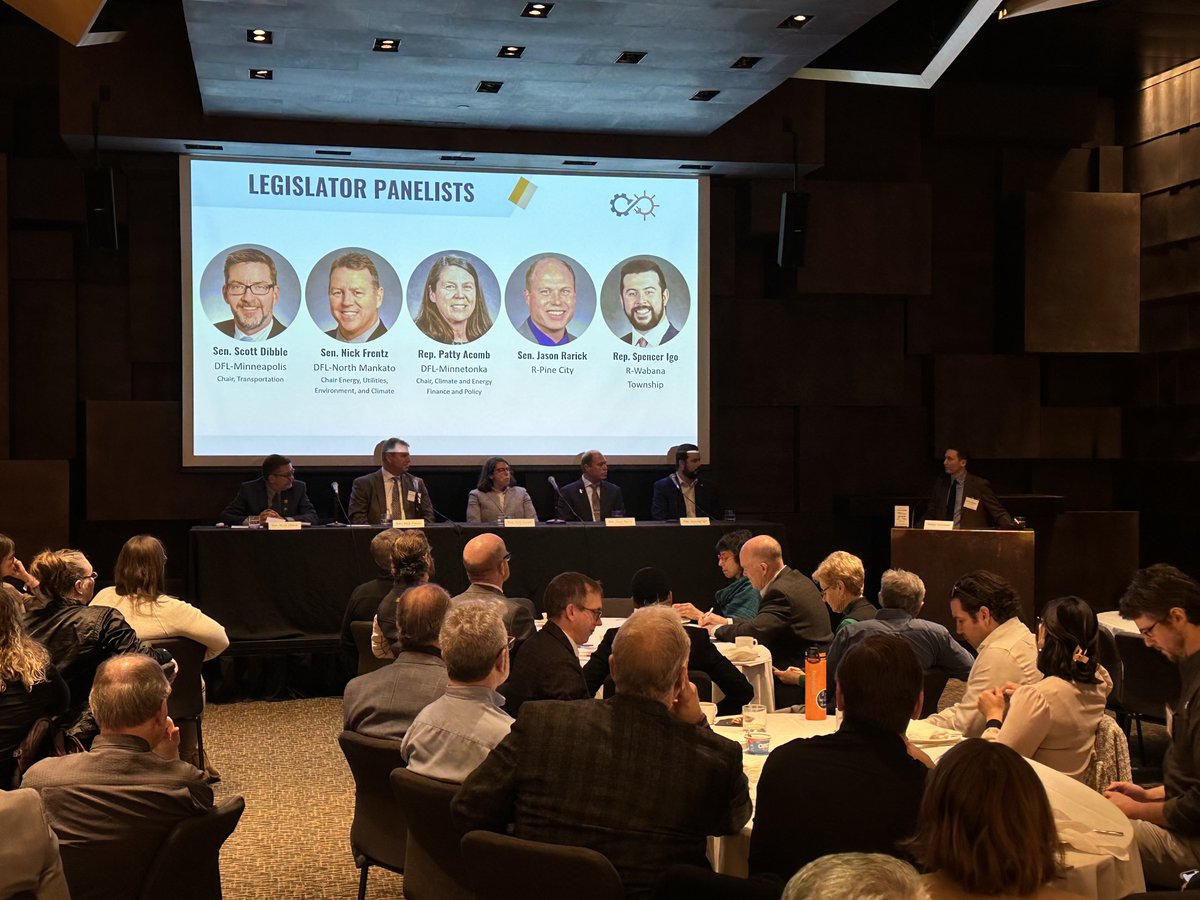 Delighted to join our friends @cleanenergymn at their 2024 Legislative Preview Event! Great panel discussion with @JasonRarick, @PattyAcomb, @SpencerIgoMN, @NickAFrentz, and Sen. Scott Dibble, moderated by @walkerorenstein.

#mnleg #cleanisright #mncef