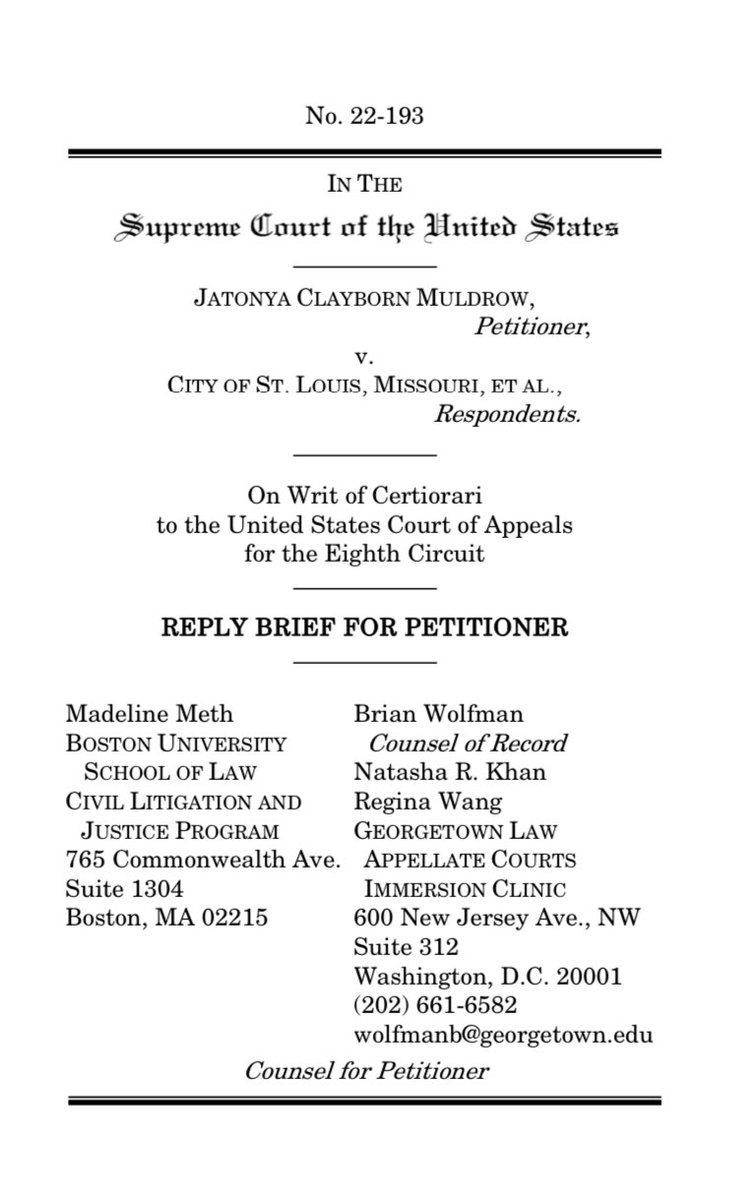 On Wednesday, #BULawProf @maddiemeth brought Civil Litigation & Justice clinic students Jaimee Francis ('24) & Brianna Jordan ('24) to observe #SCOTUS case Muldrow v. City of St. Louis. Meth is co-counsel w/former colleague @GeorgetownLaw Prof. @Brian_Wolfman who argued the case.