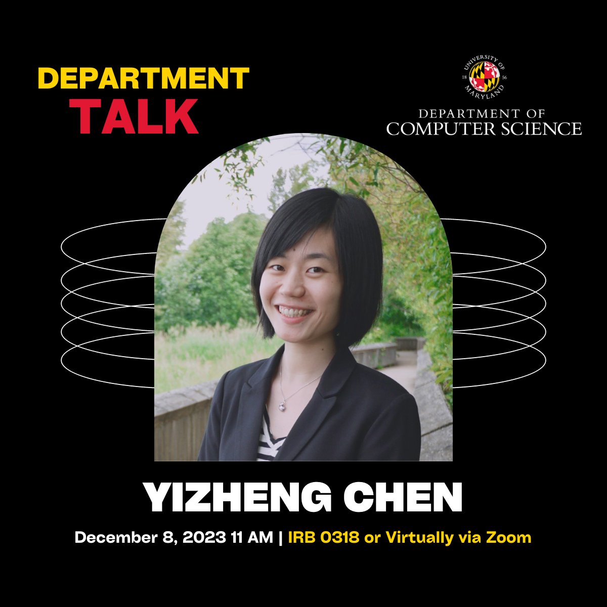 REMINDER📢: Join us for the final Fall 2023 Research Seminar Series, marking the conclusion of this semester's enlightening journey of academic exploration and discovery. Don't miss our Talk featuring @surrealyz. More info: go.umd.edu/DeptTalk