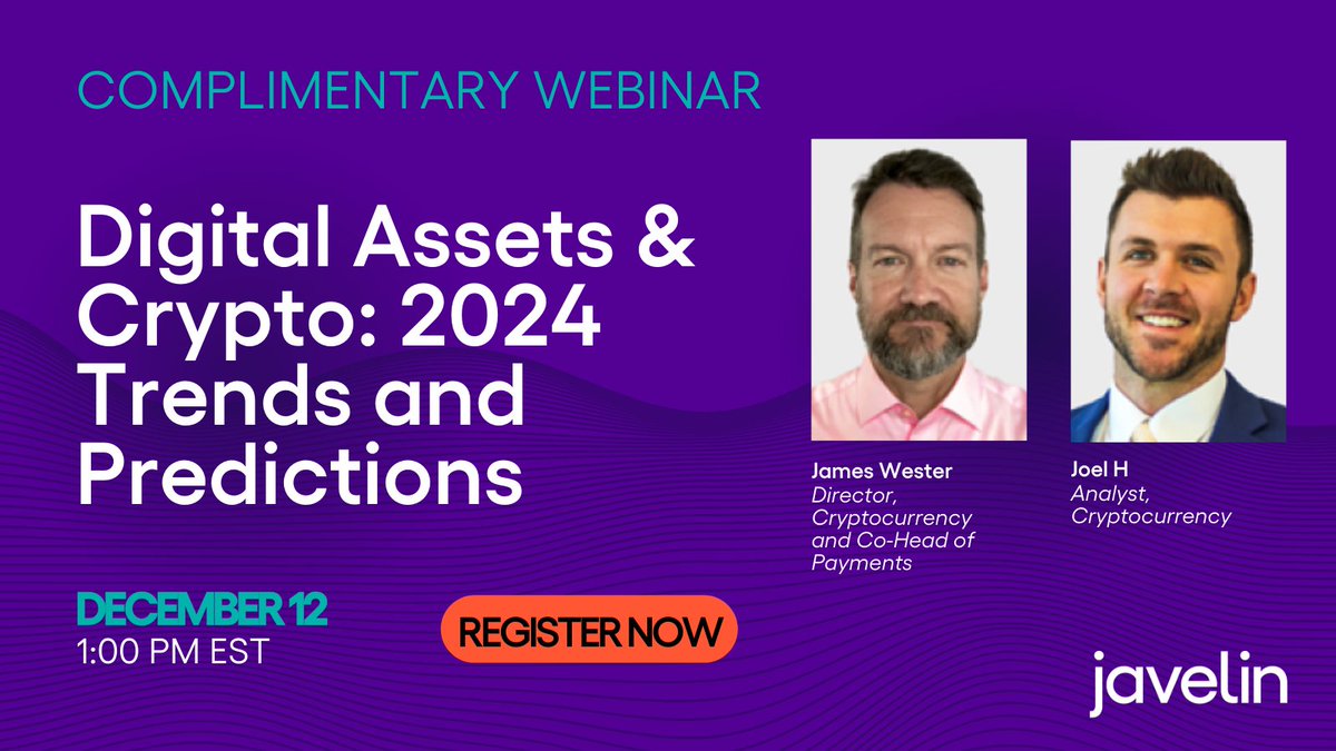 2024 looks to be another pivotal year in the development of digital assets and cryptocurrencies. Join James Wester and Joel Hugentobler as they review 3 key trends in the industry. This webinar is open to clients and non-clients! Register here: lnkd.in/gHr9Z5R6