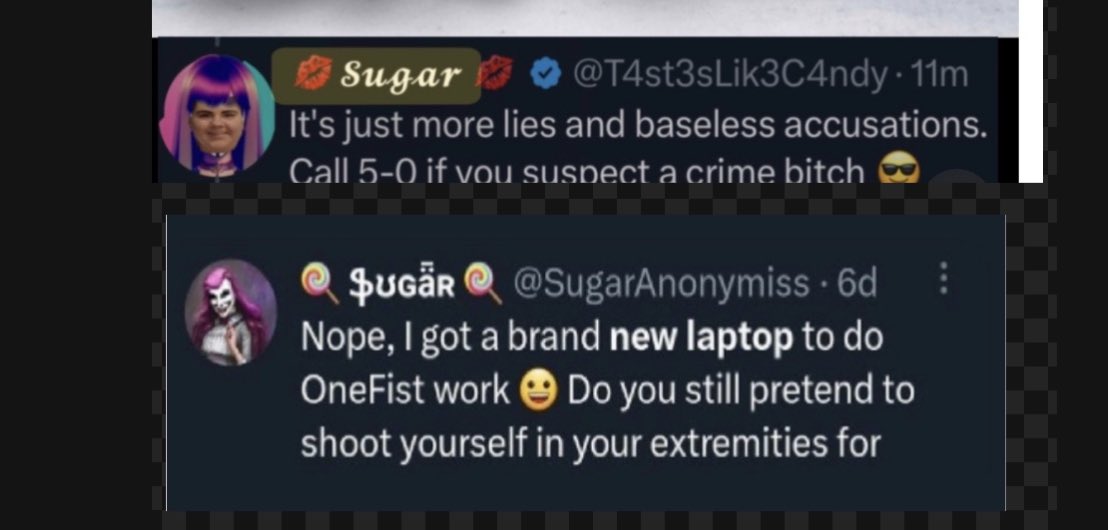 JacAsh_HaxX3R's tweet photo. Blues Clues all point to manipulation and grifting by fake #anon larping #hacker Sugar who offered to show her saggy utters to @SpoogemanGhost  to misuse donations funds for #ukraine to buy her a laptop to #clearthelist on instead of getting a J-O-B to help fund #mythsec https://t.co/B3XOUPPwnT
