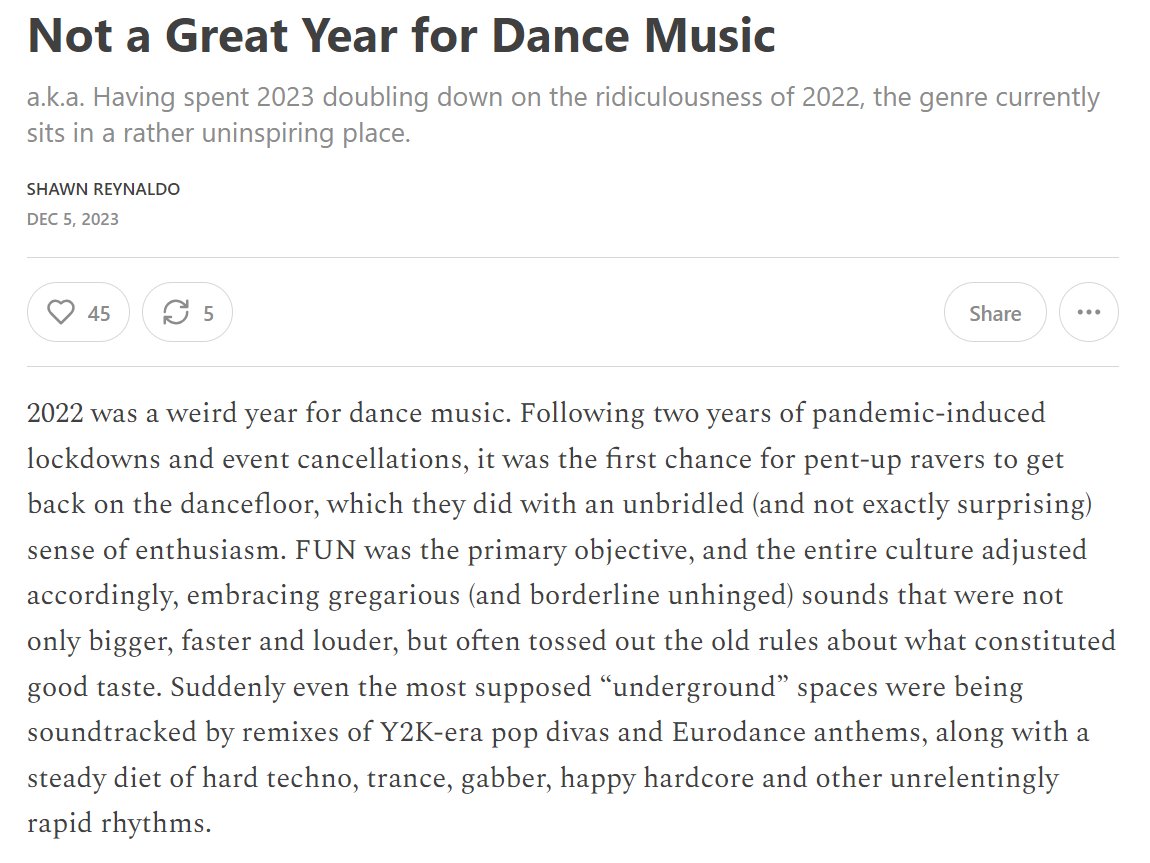 misterminsoo's tweet image. I can't believe 12000+ people are subscribed to Shawn Reynaldo's newsletter where he churns out essays like this cynical argument about how dance music is bad because artists are content creators now. This is your brain when you believe your PR-informed bubble reflects the world.