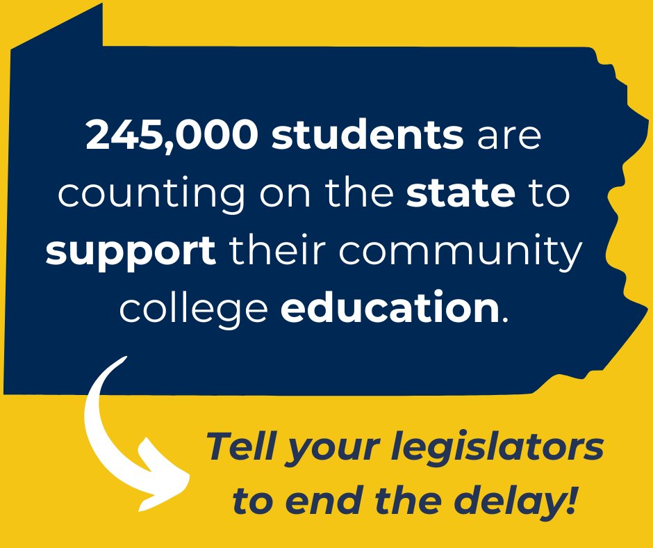 PA’s 15 community colleges have yet to receive funding approved in the state’s budget. Take action to urge legislators to release the funds without further delay. 245,000 students and 17,600 employees are counting on it! bit.ly/41aRPoK #CountingOnPA