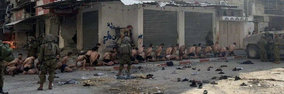 MustafaBarghou1's tweet photo. The Israeli army invaded a shelter in Nort Gaza arrested all the men and children above the age of 15 and forced them to be naked and transported them naked in the cold weather to detention centers. https://t.co/51uT5MYIDo