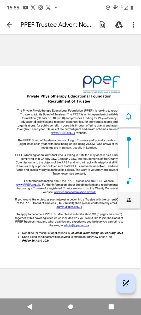 Ann Green (@annsusangreen) on Twitter photo Trustee recruitment to join <a href="/PPEFcharity/">PPEF</a> Please share <a href="/thecsp/">Chartered Society of Physiotherapy (CSP)</a> @KMiddletonCSP <a href="/Karen_Lay9/">Karen Lay</a> <a href="/TPMPodcast/">Physio Matters</a> <a href="/DrDylanM/">Dylan Morrissey</a> <a href="/PhysioPowell/">Dylan Powell</a> <a href="/JeremyLewisPT/">Professor Jeremy Lewis PhD FCSP</a> <a href="/DrBradNeal/">Brad Neal</a> <a href="/physiotalk/">physiotalk</a> <a href="/PhysioMeScience/">Physio Meets Science</a> <a href="/Back_in_Action/">Prof. Ian Horsley</a> <a href="/logan_angie/">Dr Angie Logan (PhD) she/her</a> Trustee recruitment to join <a href="/PPEFcharity/">PPEF</a> Please share <a href="/thecsp/">Chartered Society of Physiotherapy (CSP)</a> @KMiddletonCSP <a href="/Karen_Lay9/">Karen Lay</a> <a href="/TPMPodcast/">Physio Matters</a> <a href="/DrDylanM/">Dylan Morrissey</a> <a href="/PhysioPowell/">Dylan Powell</a> <a href="/JeremyLewisPT/">Professor Jeremy Lewis PhD FCSP</a> <a href="/DrBradNeal/">Brad Neal</a> <a href="/physiotalk/">physiotalk</a> <a href="/PhysioMeScience/">Physio Meets Science</a> <a href="/Back_in_Action/">Prof. Ian Horsley</a> <a href="/logan_angie/">Dr Angie Logan (PhD) she/her</a>