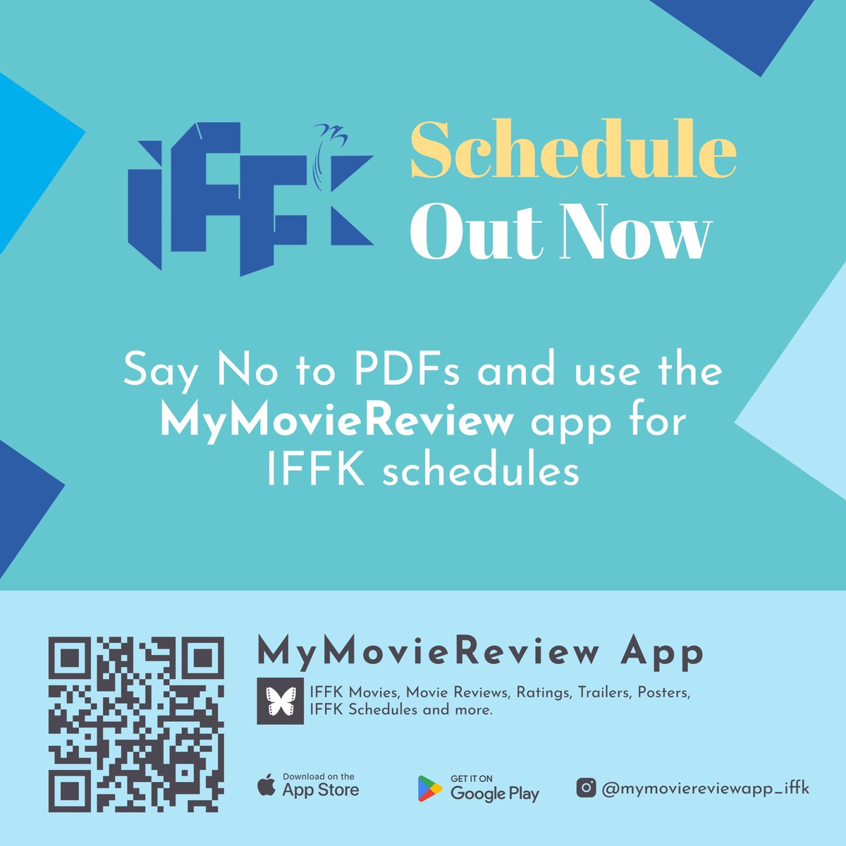 MyMovieReview1's tweet photo. The IFFK schedule is now available on the MyMovieReview App. With 175 movies and 430 shows listed in the app, please check it out. Say no to PDFs and printouts, and feel free to find the digital IFFK schedule to start planning your IFFK experience.

#iffk #28thiffk #iffklive https://t.co/5Tenak0VmA
