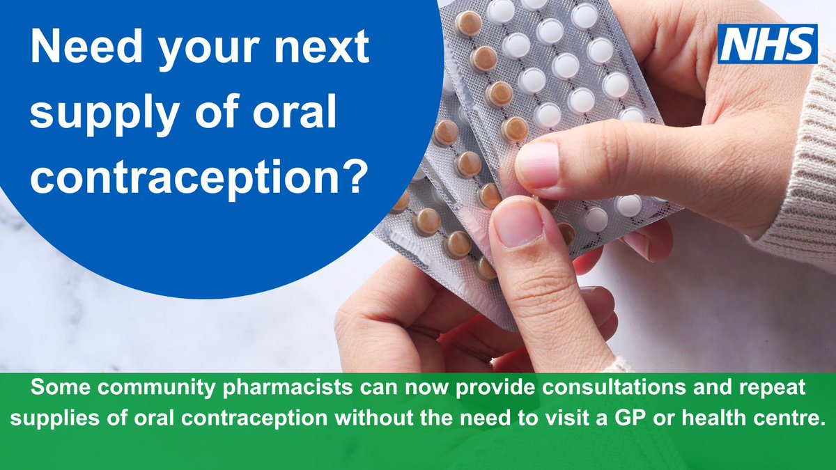 Community pharmacies can now provide consultations and repeat supplies of oral contraception without the need to visit a GP or health centre. Find out more ow.ly/Ncwf50PKrNf