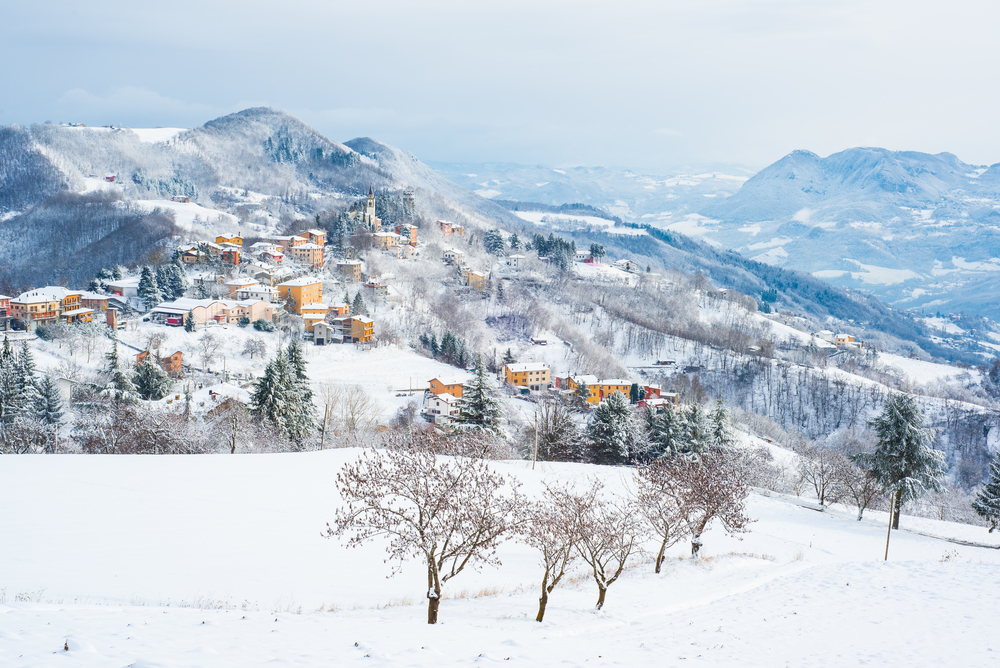 A snowy scene from Pietracolora, a village in the Apennine mountains near Bologna