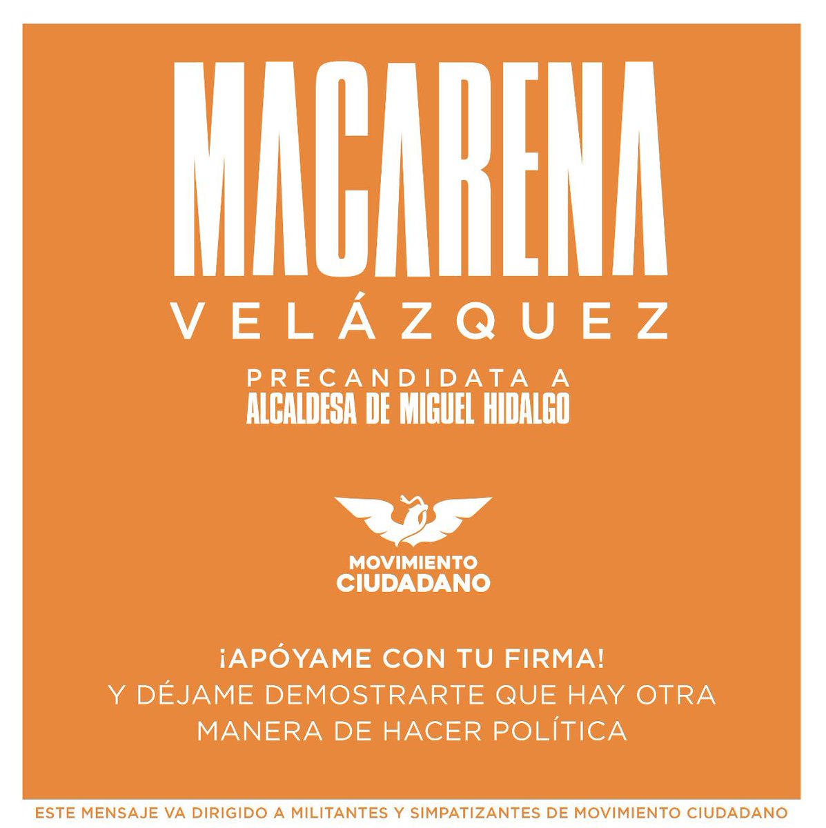 MacaIntensa's tweet photo. Soy Macarena Velazquez, y quiero una Miguel Hidalgo segura.

Dame tu firma para que pueda ser candidata a alcaldesa de la Miguel Hidalgo por Movimiento Ciudadano 

Ve a este link https://t.co/XaU0Nf7QVx  para que te lleve a la pagina de mi precandidatura. https://t.co/fuZaNleZU7