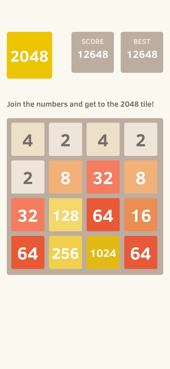 cristipadure's tweet photo. I scored 12648 points at 2048, a game where you join numbers to score high! @2048_game https://t.co/UHFEP9RzWY https://t.co/9Tc2tQM1ma