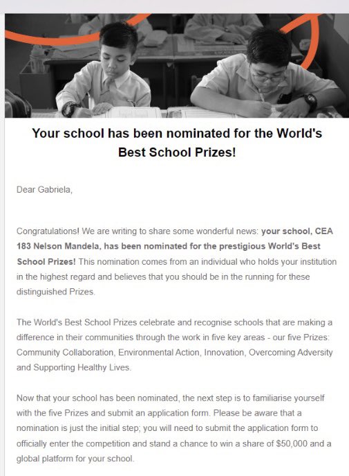 🔊El CEA 183 Nelson Mandela @UTU_Uruguay nominado para la mejor escuela del mundo @T4EduC @BestSchoolPrize 
#StrongSchools 
#EducacionPublica🇺🇾