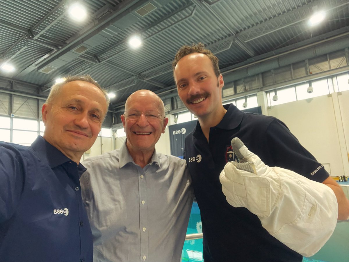 What an honor! When your childhood hero comes to visit you at work! It was a great meeting with Claude Nicollier, and we also attended the briefing for the first fully-equipped EVA (extravehicular activity in space) training together. Many thanks to Hervé Stevenin for the