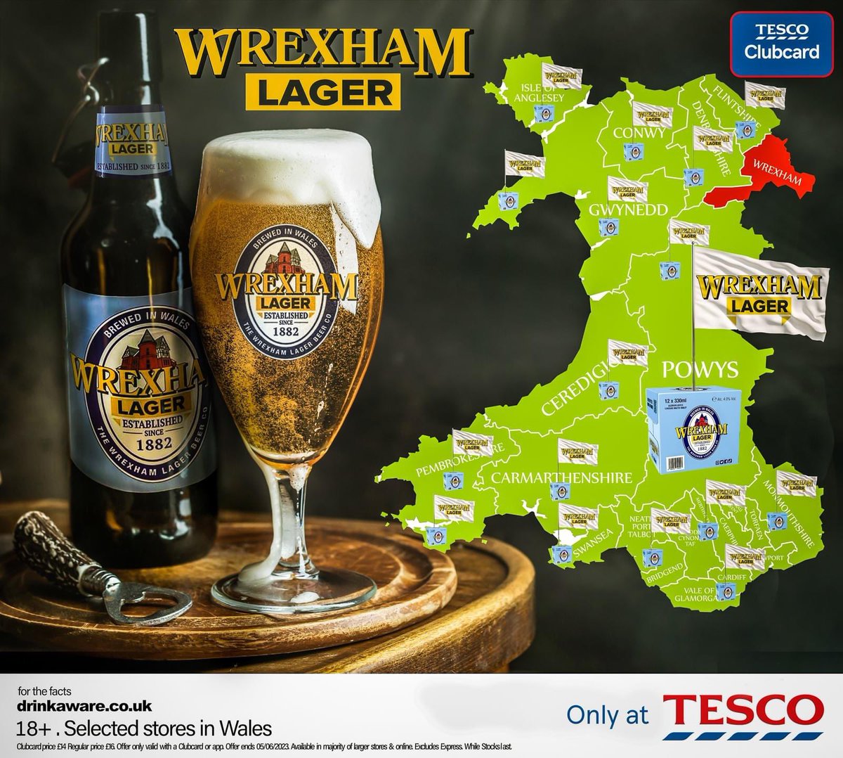 Clubcard deal alert ⚠️ Our Wrexham Lager 330ml 12 packs are now available from participating @Tesco stores across Wales at just £14 for Clubcard holders, available until 31st December. 🎁🏴󠁧󠁢󠁷󠁬󠁳󠁿