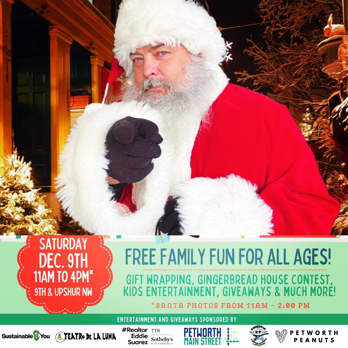 Upshur Craft Fair
9th and Upshur
Saturday 12/9
11-4pm
Santa Wants You!