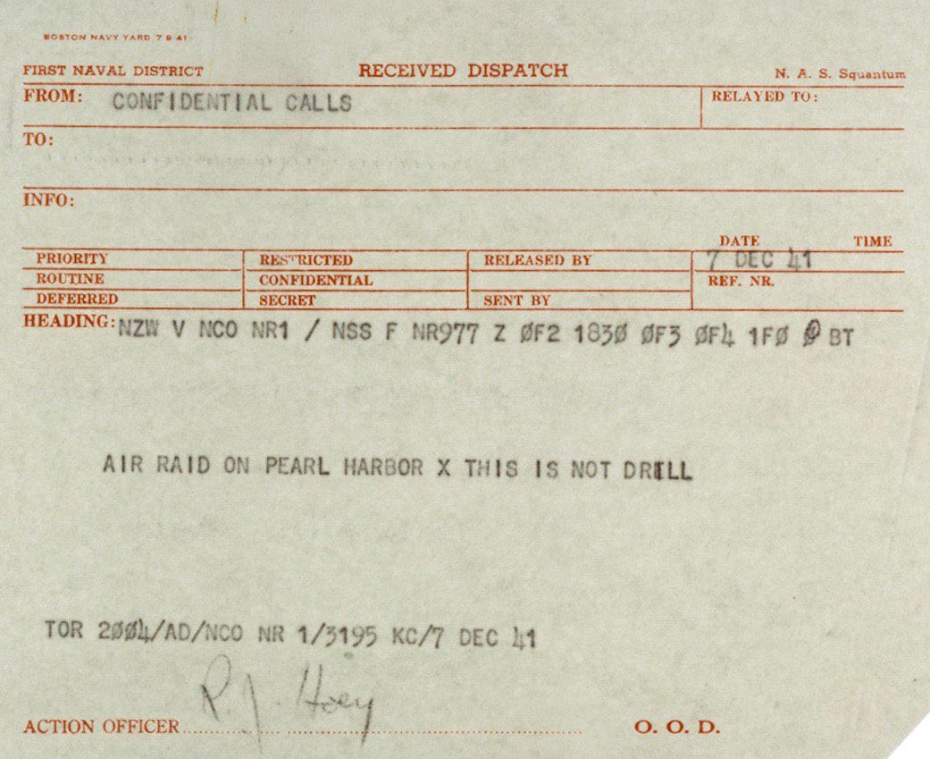 “Air Raid on Pearl Harbor….This Is Not Drill” — today 1941: