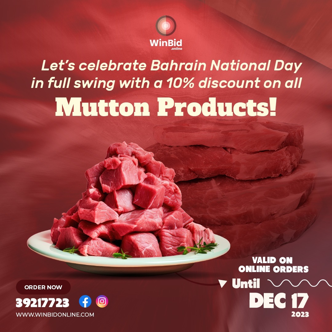 winbid01's tweet photo. 🇧🇭✨Countdown to Bahrain National Day

Join the celebration with a sizzle – enjoy a 10% discount on all our premium mutton products!

Let the festivities begin with the finest flavors!

Order Now 🔥:
📲 Whatsapp: 𝟹𝟿𝟸𝟷𝟽𝟽𝟸𝟹

🌐 https://t.co/Dfuhr5utnb

#BahrainNationalDay https://t.co/tGbdVlRaKm