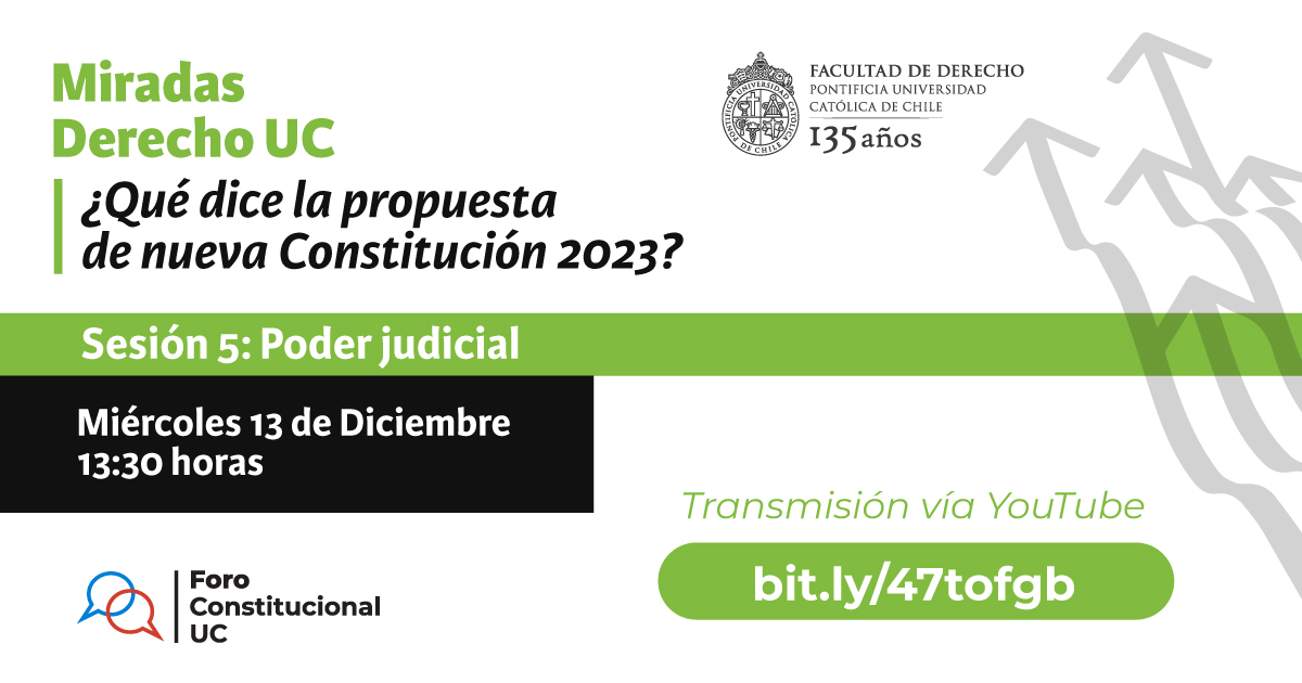 ForoConst_UC's tweet photo. ⚖📚#AgendaForoConstitucionalUC | #HOY desde las ⌚13:30 horas no te pierdas la 5ta y última sesión del ciclo de conversación Miradas #DerechoUC ¿Qué dice la propuesta de nueva #Constitución 2023?

☑ Poder Judicial 

🎥Transmisión #envivo 👉 https://t.co/Wjx4tHEz8h https://t.co/6Mcs5SVSbb