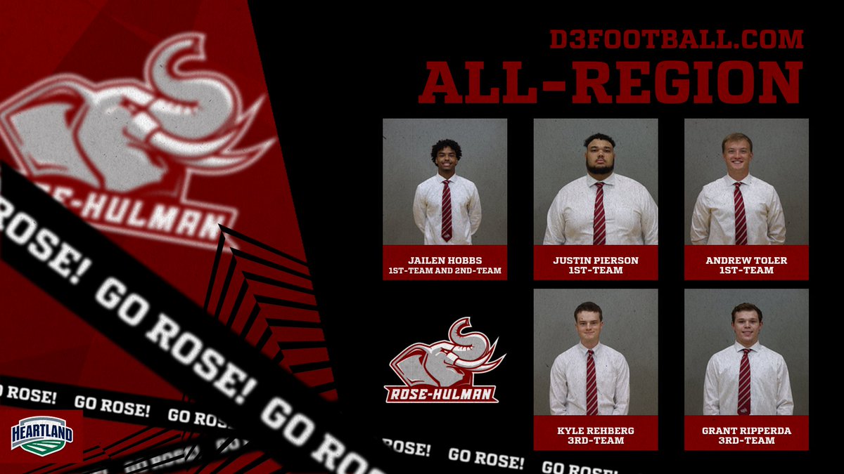 🏈: The Fightin' Engineers earn six all-Region selections, the third-most in Region 4. Justin Pierson, Jailen Hobbs, and Andrew Toler all earned 1st-team honors. Grant Ripperda and Kyle Rehberg rounded out the list. #GoRose athletics.rose-hulman.edu/news/2023/12/7…