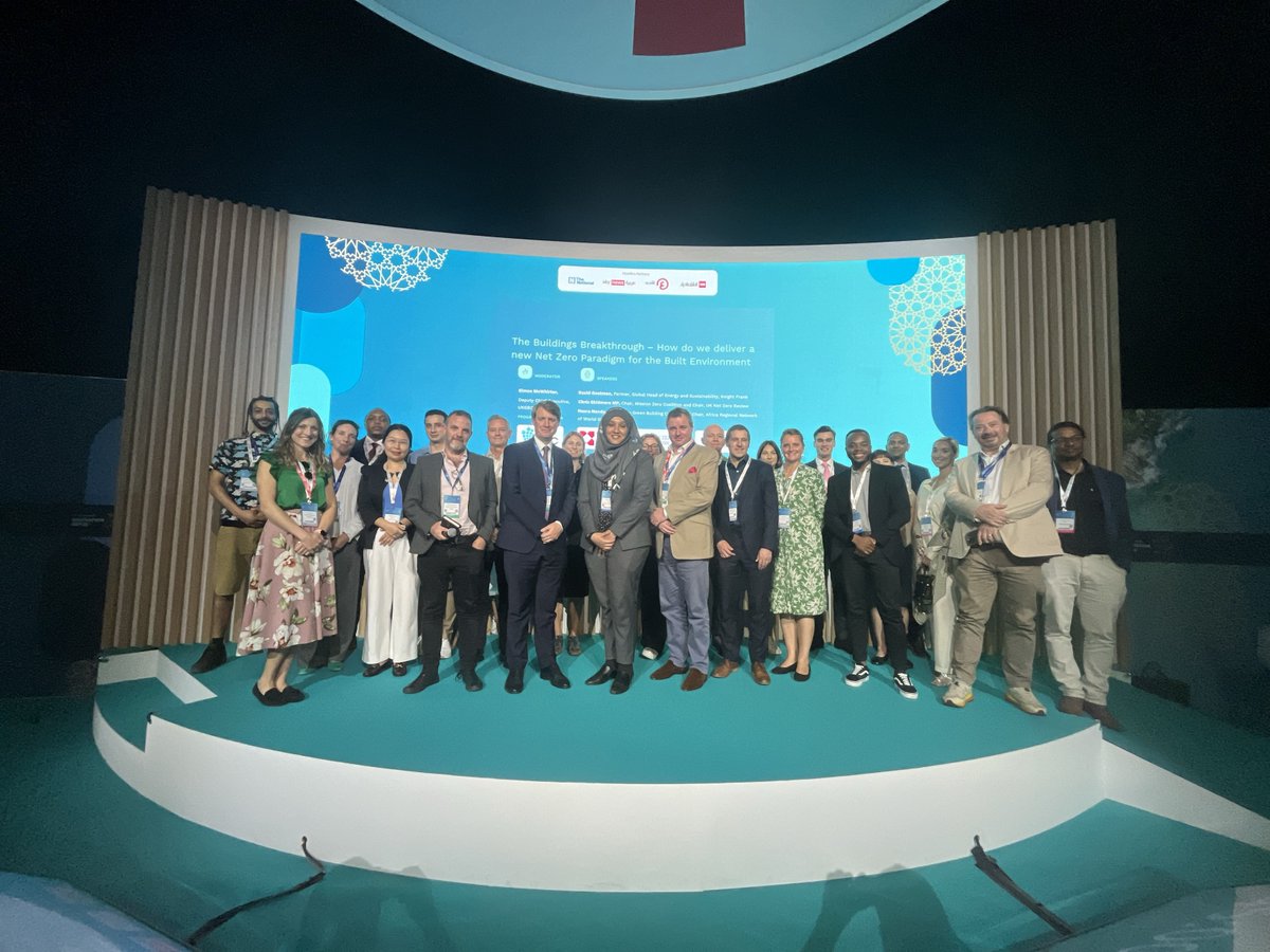 🌍 A brilliant atmosphere for today's event in the @Climate_Action_ #InnovationZone at #COP28 on the #BuildingsBreakthrough with @SimonMcW_ukgbc, @CSkidmoreUK, @NasNandha and @knightfrank's David Goatman.