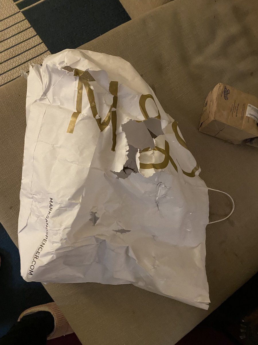 madsjt's tweet photo. And this is the state of the bag now I’m home.  I had to cradle the bag in my arms so not only did all the contents get soaking wet I did too because I didn’t have a hand free to put up my umbrella.  @marksandspencer https://t.co/R4JakDhZy8